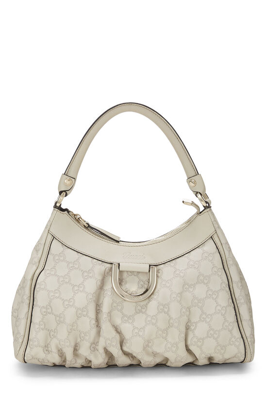 White Guccissima D-Ring Abbey Shoulder Bag Small, , large image number 0