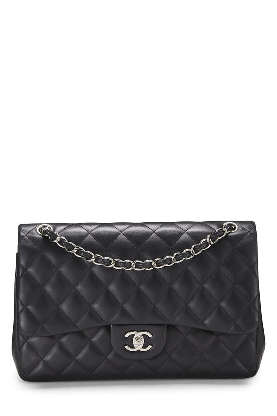 Black Quilted Lambskin New Classic Double Flap Jumbo, , large image number 0