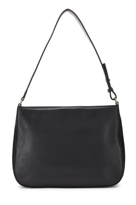 Black Leather Nova Check Shoulder Bag, , large image number 3
