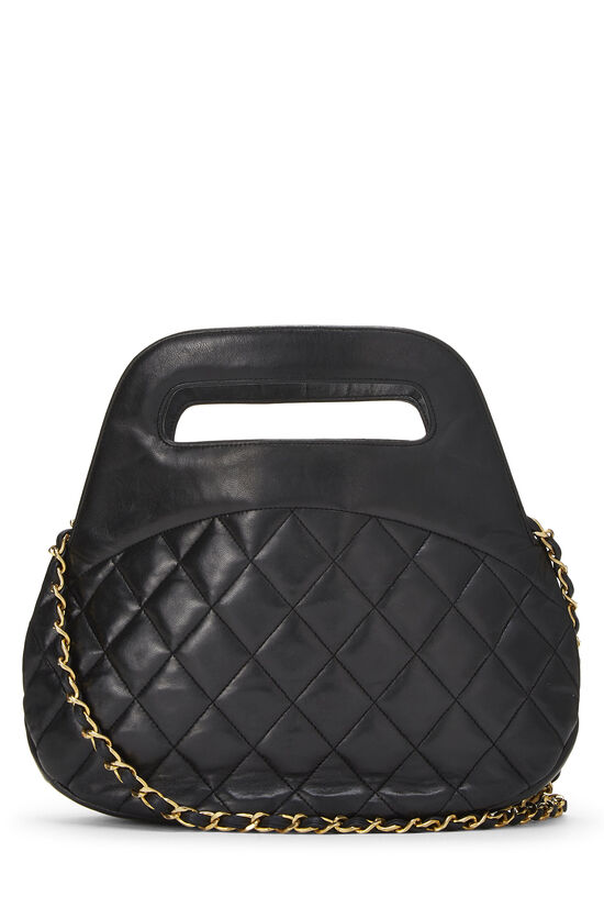 Black Quilted Lambskin Top Handle Tote