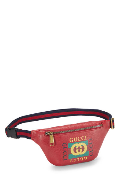 Red Leather Logo Belt Bag Small, , large