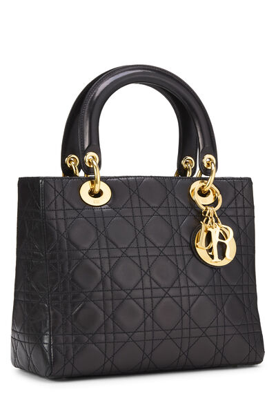 Black Cannage Quilted Lambskin Lady Dior Medium, , large