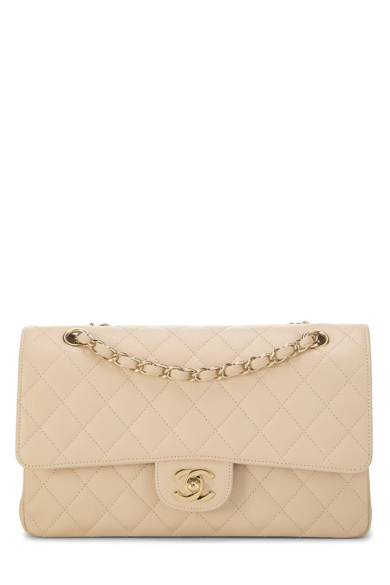 Beige Quilted Caviar Classic Double Flap Medium, , large image number 0