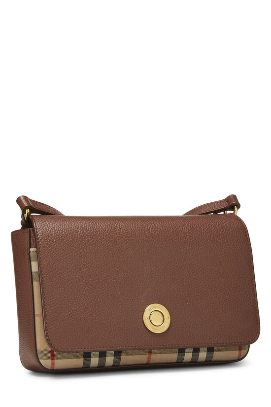 Brown Leather House Check Crossbody Medium, , large image number 1