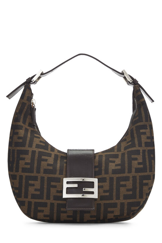 Brown Zucca Canvas Crescent Moon Hobo Small, , large image number 0