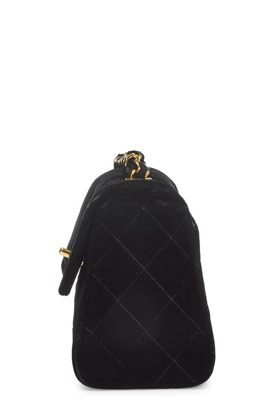 Black Quilted Velvet Shoulder Bag , , large image number 3