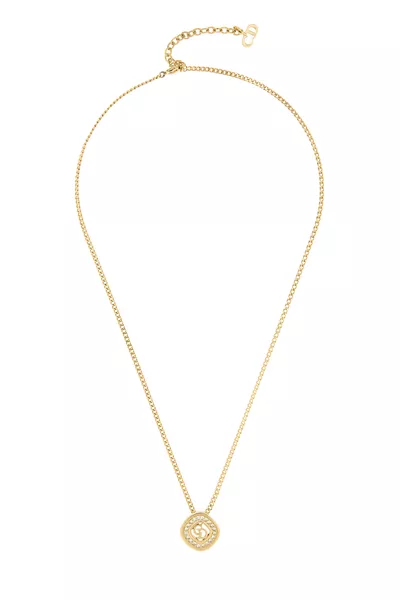 Gold Crystal 'CD' Necklace