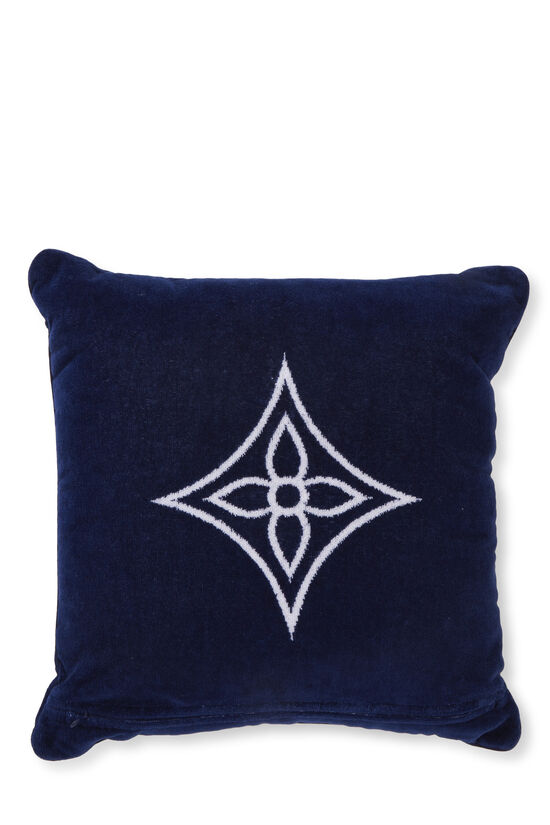 Blue Cotton Monogram Beach Cushion, , large image number 1