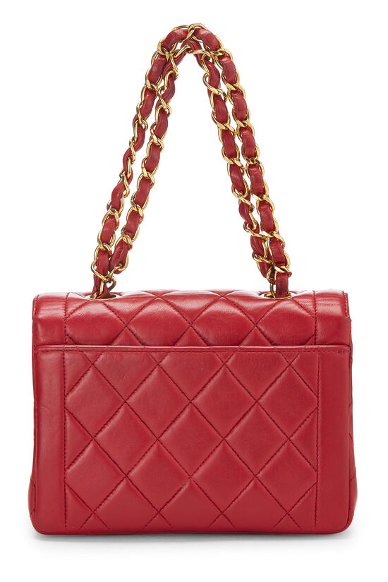 Red Quilted Lambskin Border Flap Mini, , large image number 3