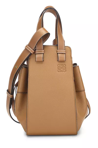 Brown Calfskin Hammock Drawstring Bag Small