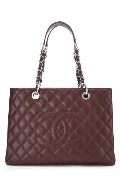 Burgundy Quilted Caviar Grand Shopping Tote (GST)