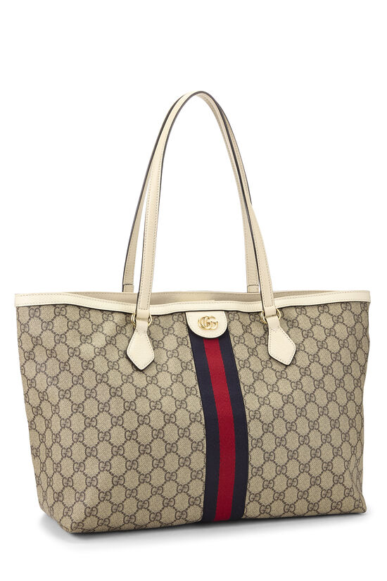 White GG Supreme Canvas Ophidia Tote Medium, , large image number 1