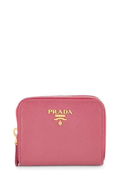 Pink Saffiano Zip Around Coin Purse