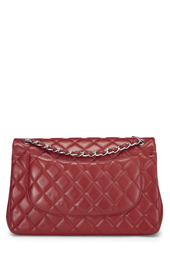Red Quilted Caviar New Classic Double Flap Jumbo