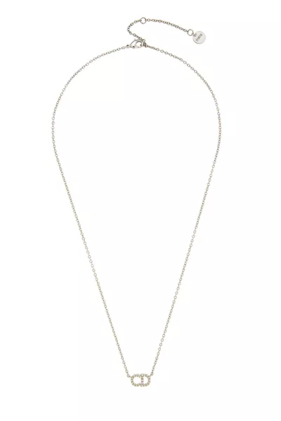 Silver Crystal Clair D Lune 'CD' Necklace
