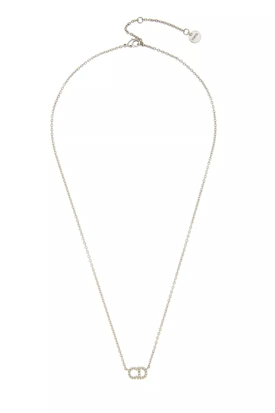 Silver Crystal Clair D Lune 'CD' Necklace, , large image number 0