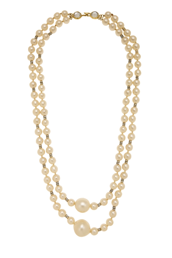 White Faux Pearl Necklace, , large image number 0