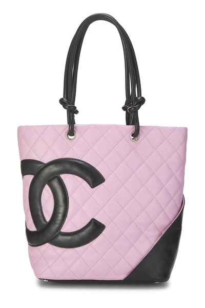 Pink Quilted Calfskin Cambon Tote Medium