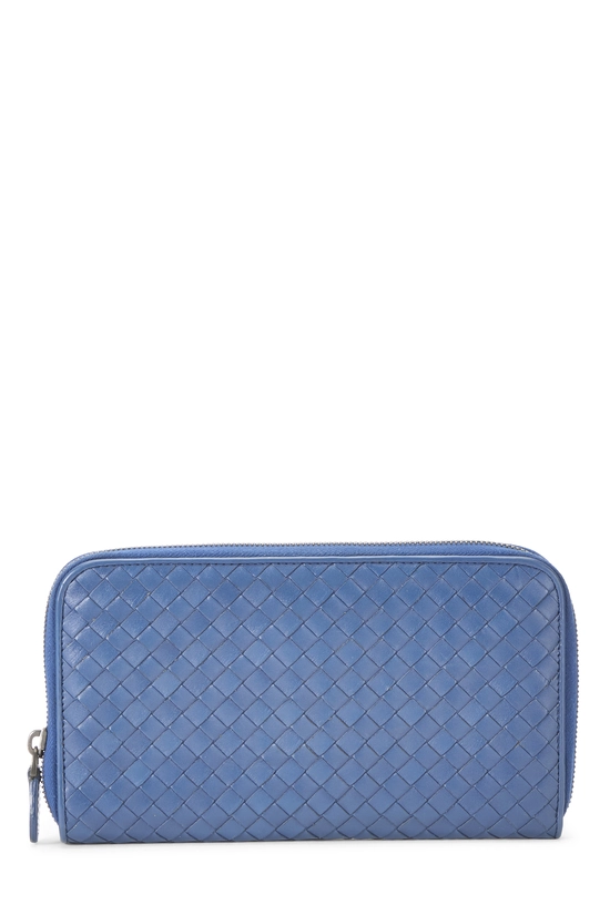 Blue Intrecciato Zip Around Wallet, , large image number 0