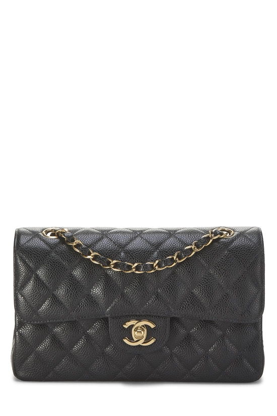 Black Quilted Caviar Classic Double Flap Small, , large image number 0