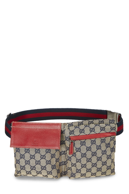 Red Original GG Canvas Web Double Pocket Waist Pouch, , large image number 0