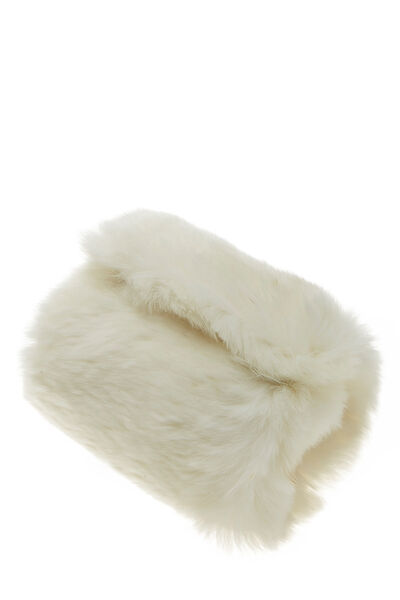 White Fur 'CC' Wrist Cuff, , large