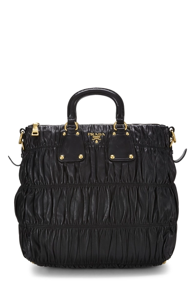 Prada Black Nappa Gaufre Convertible Handbag