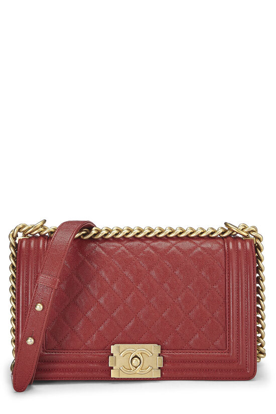 Red Quilted Caviar Boy Bag Medium, , large image number 0