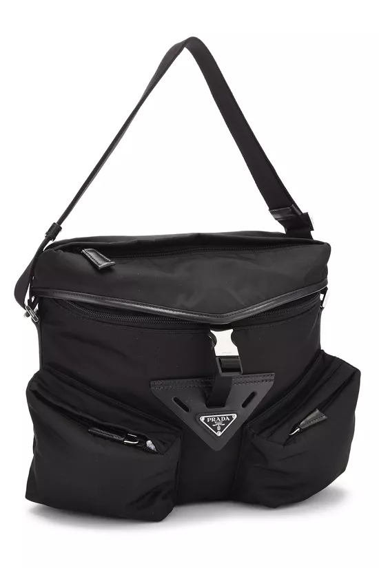 Black Nylon Shoulder Bag, , large image number 1