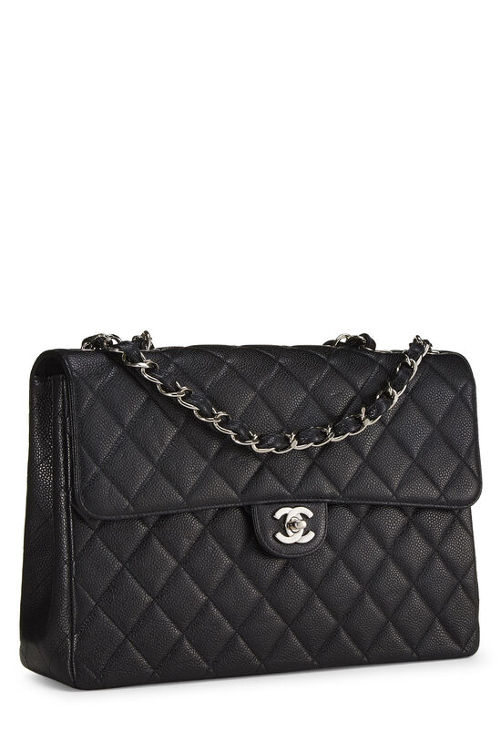 Black Quilted Caviar Half Flap Jumbo, , large image number 1