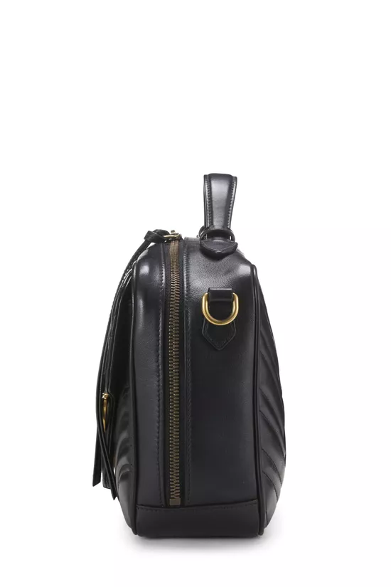 Black Leather GG Marmont Top Handle Shoulder Bag Small, , large image number 2