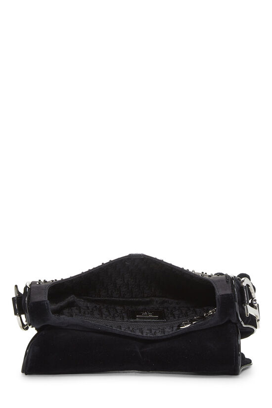 Black Satin Embellished Saddle Bag, , large image number 5