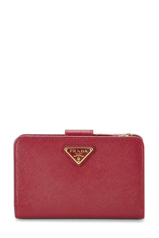 Pre-Owned Red Saffiano Zip Around Compact Wallet QNA3IG3RRB00I
