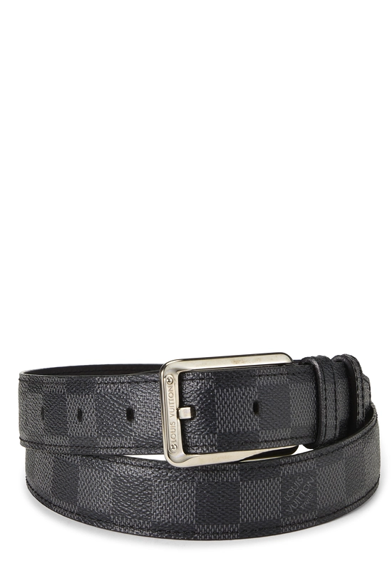 Louis Vuitton Black Damier Graphite Leather Belt Strap Louis Vuitton LV Initiales Damier Graphite Belt Black main image 2