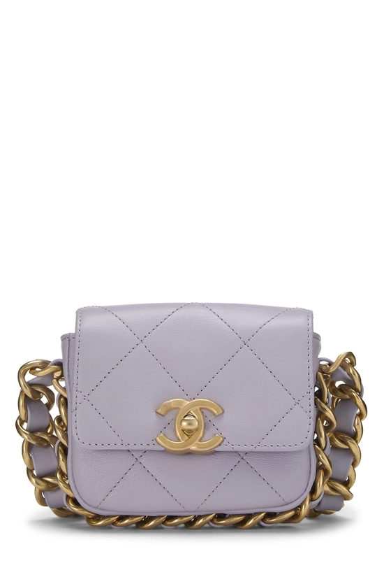 Purple Calfskin Frame Chain Flap Bag Mini, , large image number 0