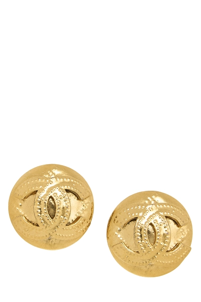 Gold Quilted Round Earrings
