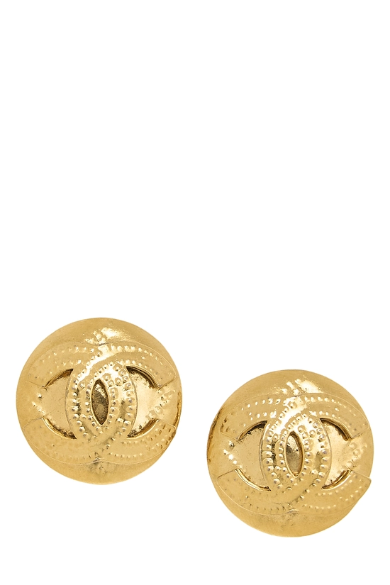 Gold Quilted Round Earrings, , large image number 0