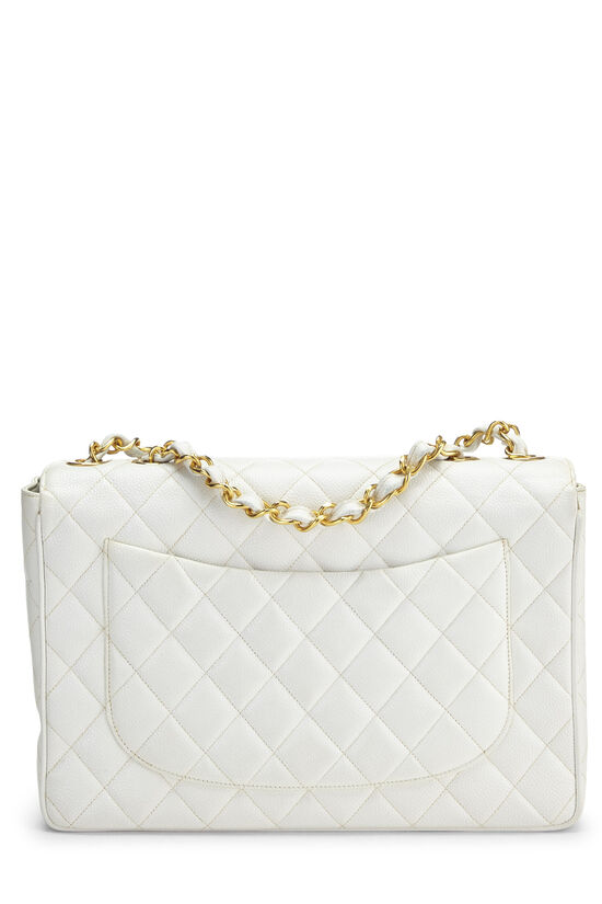 White Quilted Caviar Half Flap Jumbo, , large image number 3