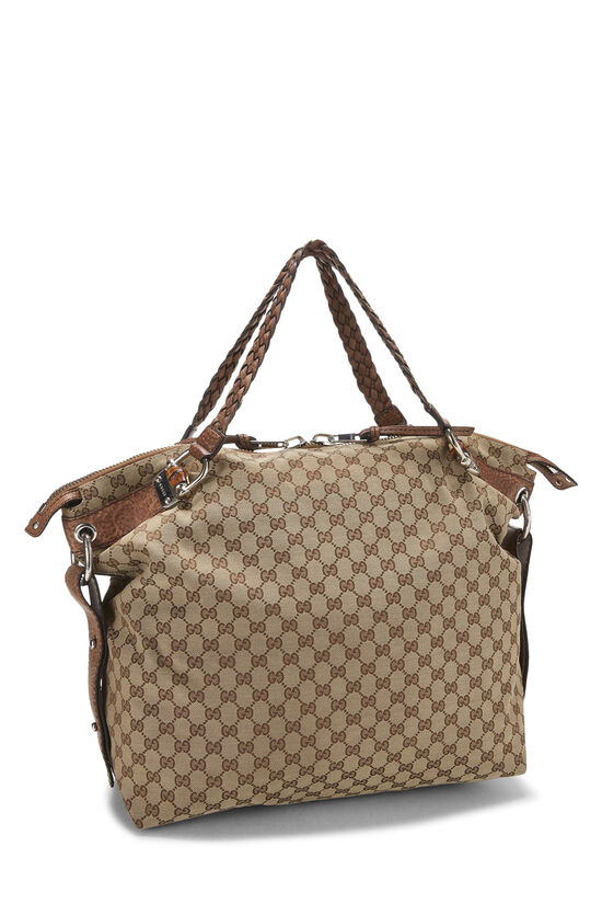 Original GG Canvas Bamboo Braided Tote, , large image number 1