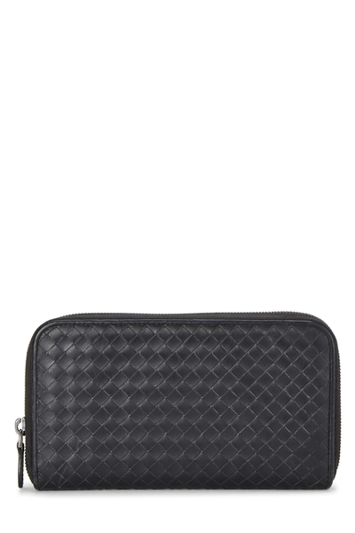 Black Intrecciato Zip Around Wallet
