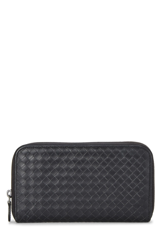 Black Intrecciato Zip Around Wallet, , large image number 0