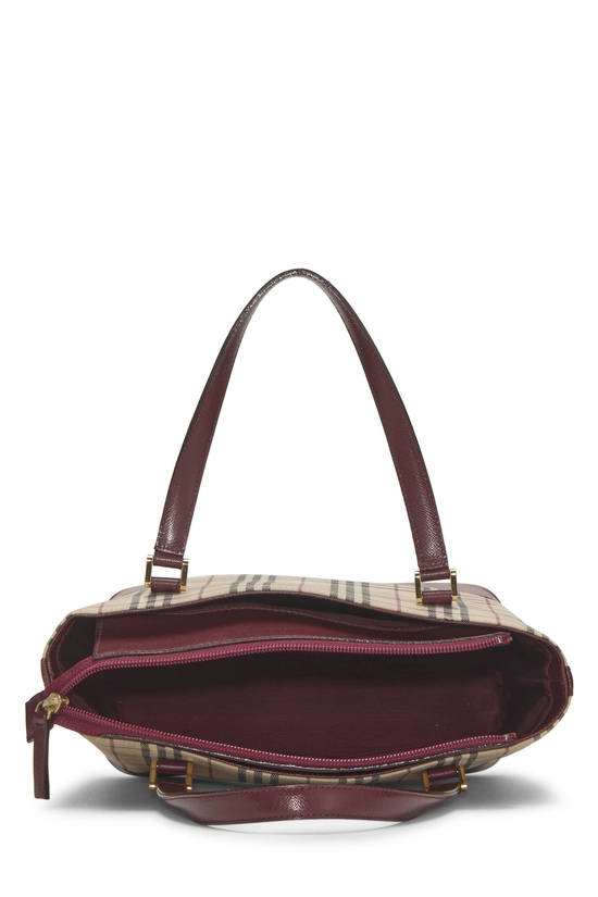 Burgundy House Check Jacquard Handbag Small, , large image number 5