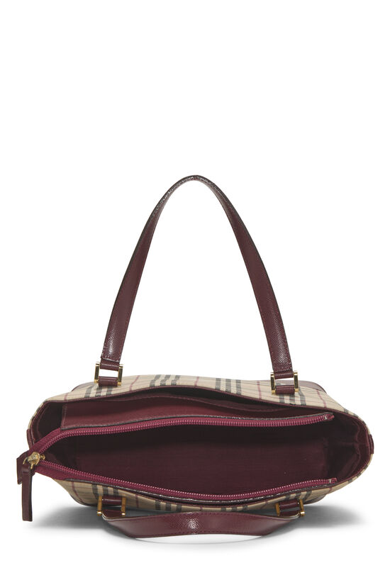 Burgundy House Check Jacquard Handbag Small, , large image number 5