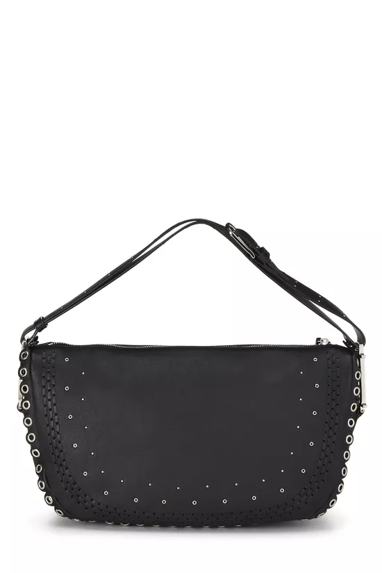 Black Peace & Love Leather Shoulder Bag, , large image number 3