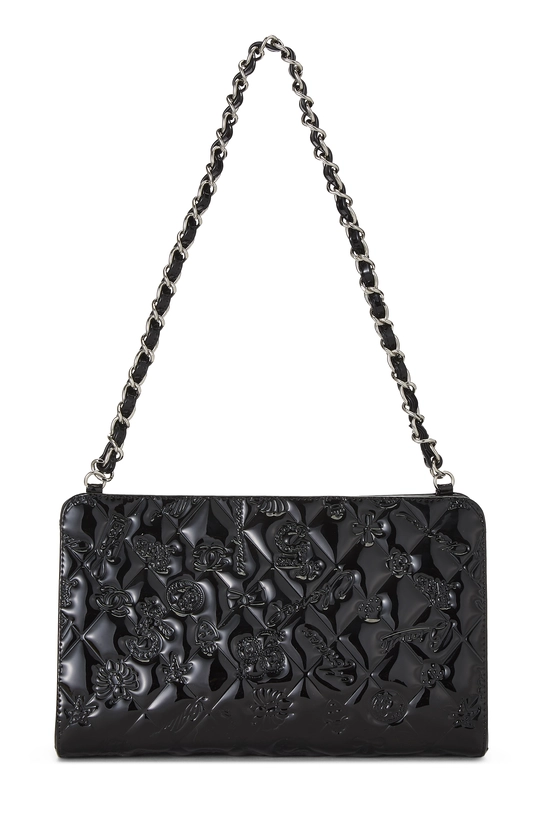 Black Patent Leather Lucky Charms Shoulder Bag Small, , large image number 3