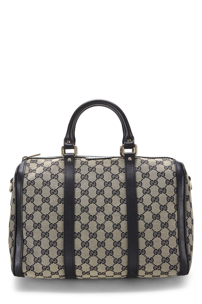 Gucci Navy Original GG Canvas Boston Handbag Medium