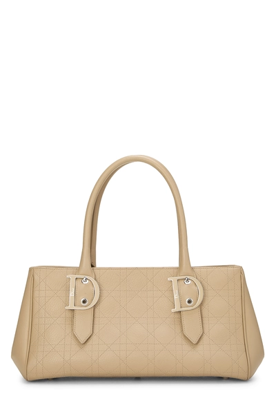 Beige Calfskin D Buckle Tote East/West