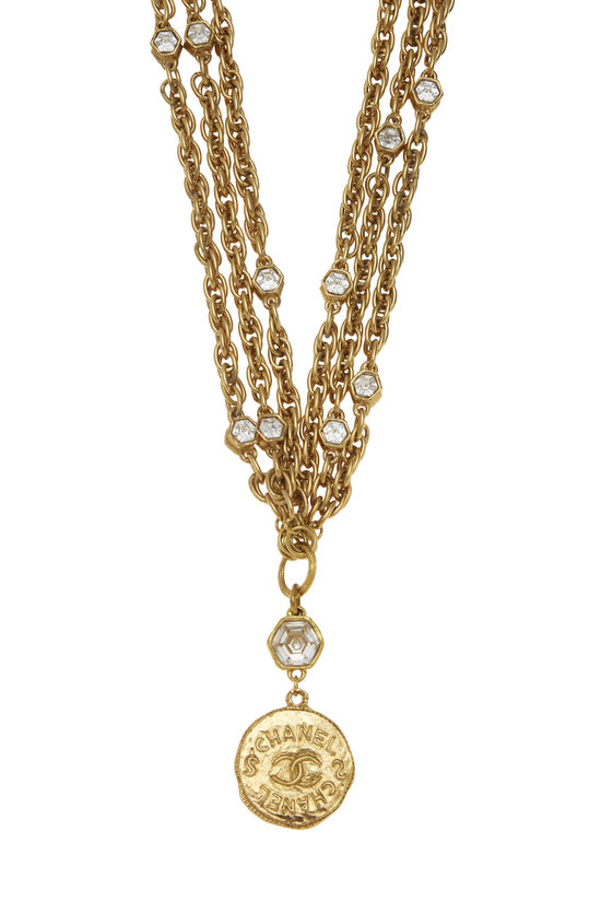 Gold Crystal 'CC' Necklace, , large image number 1