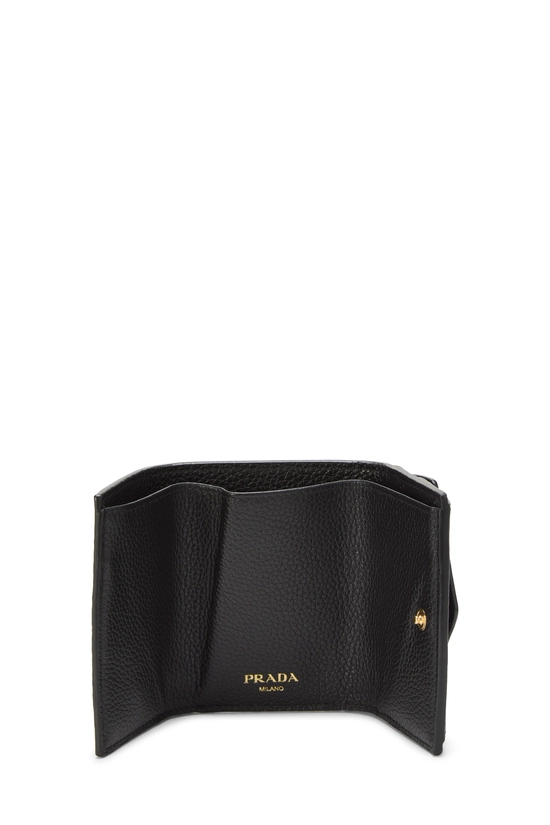 Black Vitello Daino Compact Wallet, , large image number 3