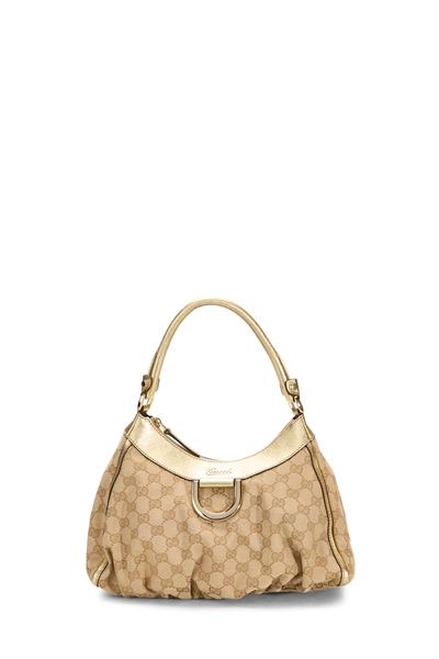 Gucci Gold Original GG Canvas D-Ring Abbey Tote Small